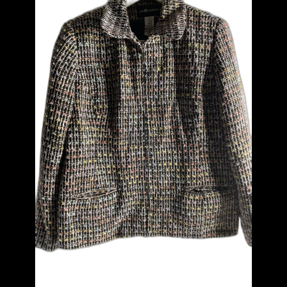 Sag Harbor Multi color Coat/Jacket Size 16 Acrylic Polyester/Cotton/Metallic - Picture 3 of 8